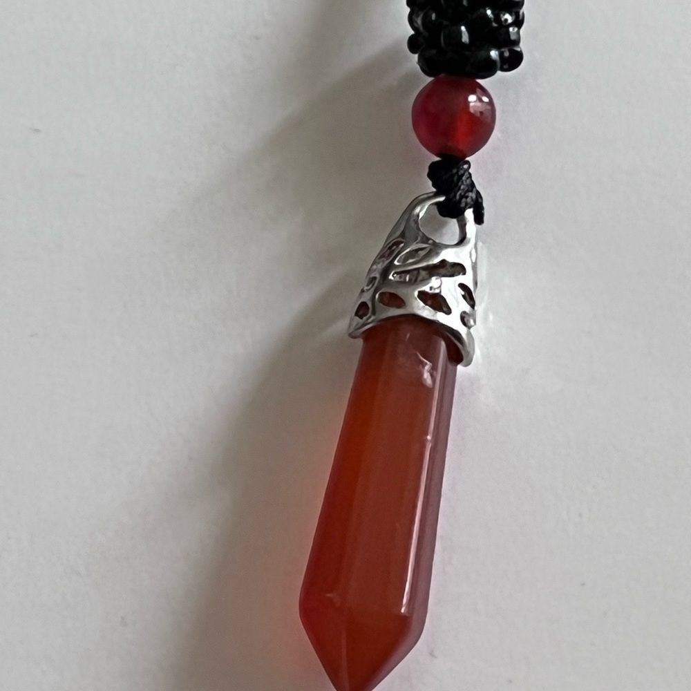 Beautiful Carnelian crystal necklace. Stimulates creativity and self-care 